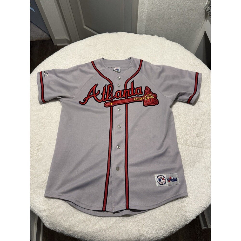 Vintage Rare Majestic Atlanta Braves Blank MLB Jersey Gray Mens Size Large